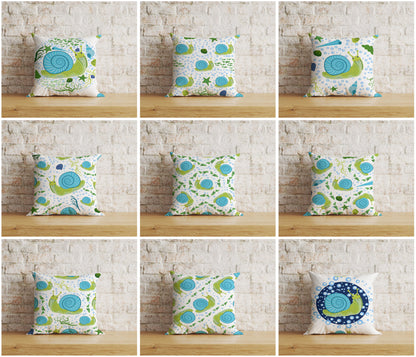 Green Snail Cushion Cover Square Pillow Cover Bug Pillows