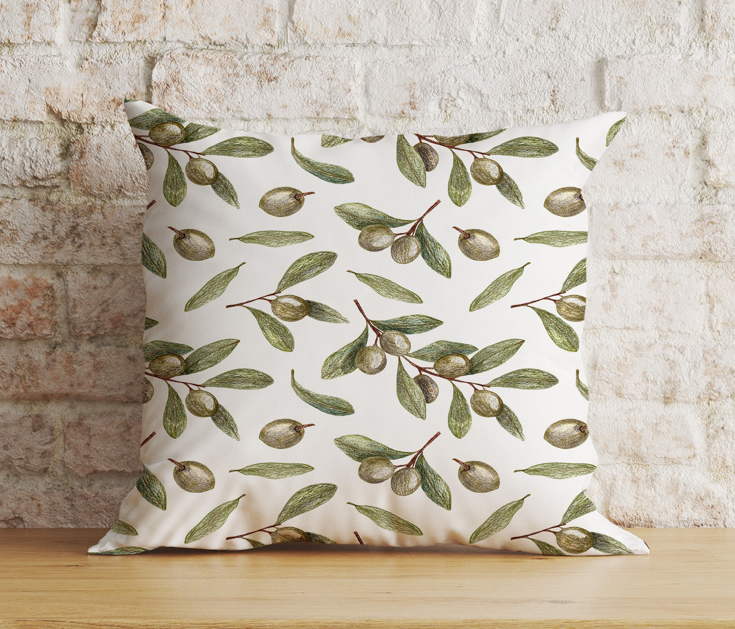 Olive Leaf Olive Tree Green White Cushion Cover