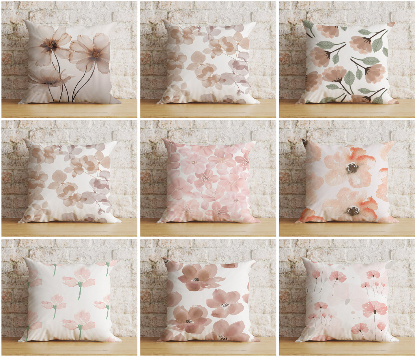 Nude Pink Floral Cushion Cover Farmhouse Pink Flower Cover