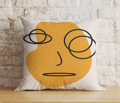 Abstract Face Art Pillow Cover Minimalistic Cushion Cover