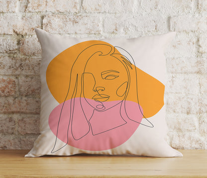 Abstract Face Art Pillow Cover Minimalistic Cushion Cover