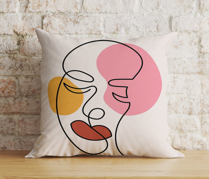 Abstract Face Art Pillow Cover Minimalistic Cushion Cover