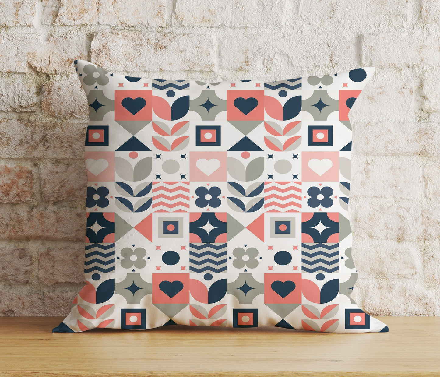 Scandinavian Floral Pillow Cover Blue Scandi Cushion Cover