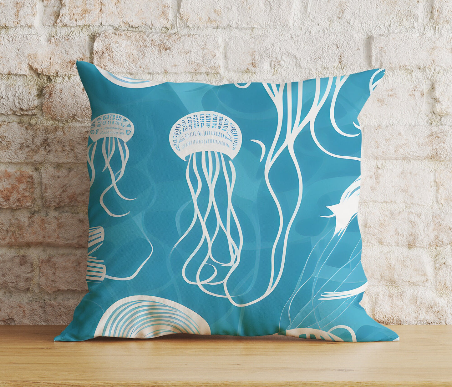 Blue Abstract  Nautical Cushion Cover Jellyfish Pillow Cover