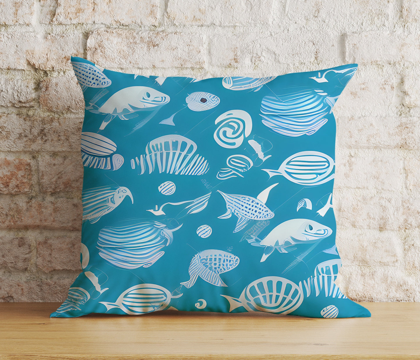 Blue Abstract  Nautical Cushion Cover Jellyfish Pillow Cover