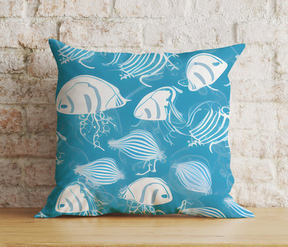 Blue Abstract  Nautical Cushion Cover Jellyfish Pillow Cover