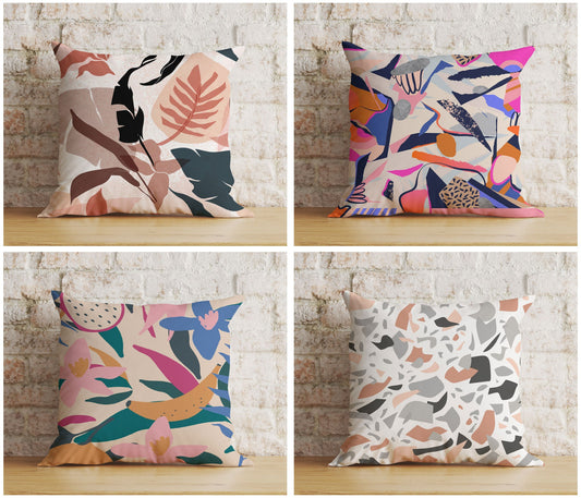 Abstract Floral Cushion Cover Mid Century Modern Flower Pillow Cover