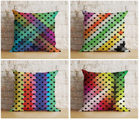 Multicolor Abstract Modern Colorful Rainbow Cushion Cover