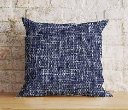 Blue Textured Cushion Cover Navy Blue Semi-Plain Pillow Case