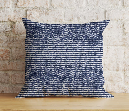 Blue Textured Cushion Cover Navy Blue Semi-Plain Pillow Case