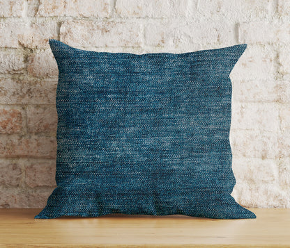 Blue Textured Cushion Cover Navy Blue Semi-Plain Pillow Case