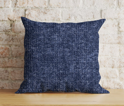 Navy Blue Basket Weave Blue Modern Printed Cushion Cover