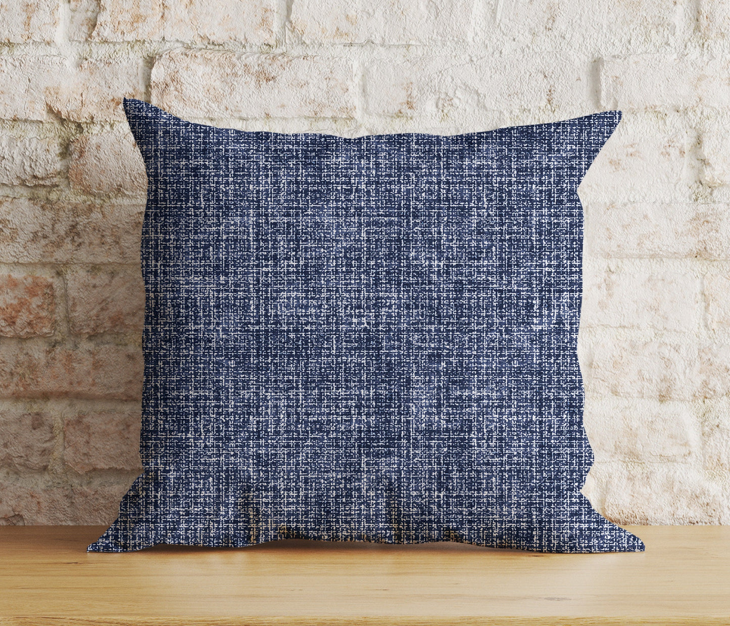 Navy Blue Basket Weave Blue Modern Printed Cushion Cover