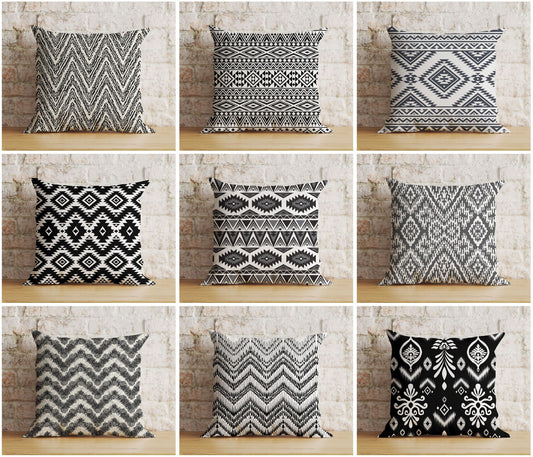 Black & White Southwestern Cushion Cover Aztec Turkish Kilim Farmhouse Decoration