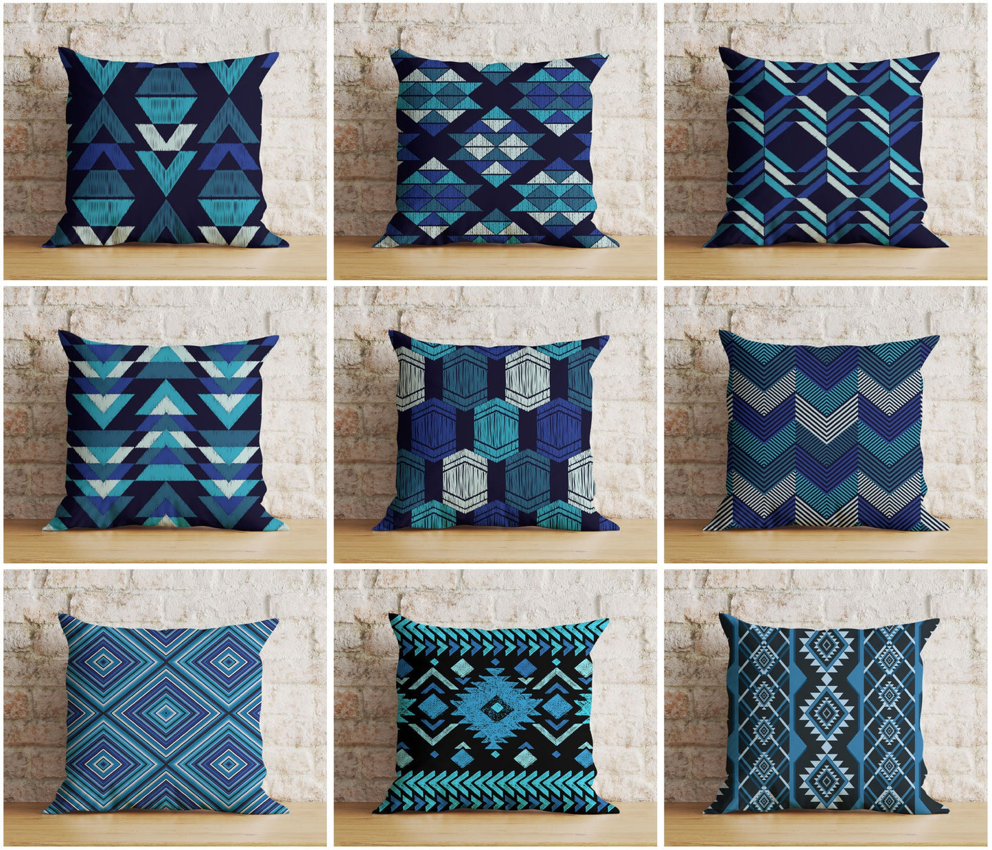 Blue Modern Cushion Cover Navy Blue Pillow Cover Abstract Living Room Decor