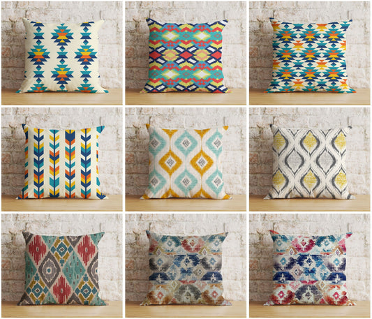 Geometric Diamond Colorful Pattern Home Cushion Cover