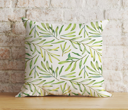 Olive Leaf Olive Tree Green White Cushion Cover