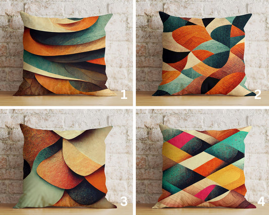 Abstract Painting Cushion Covers Modern Orange Blue & Beige Pillow Cover