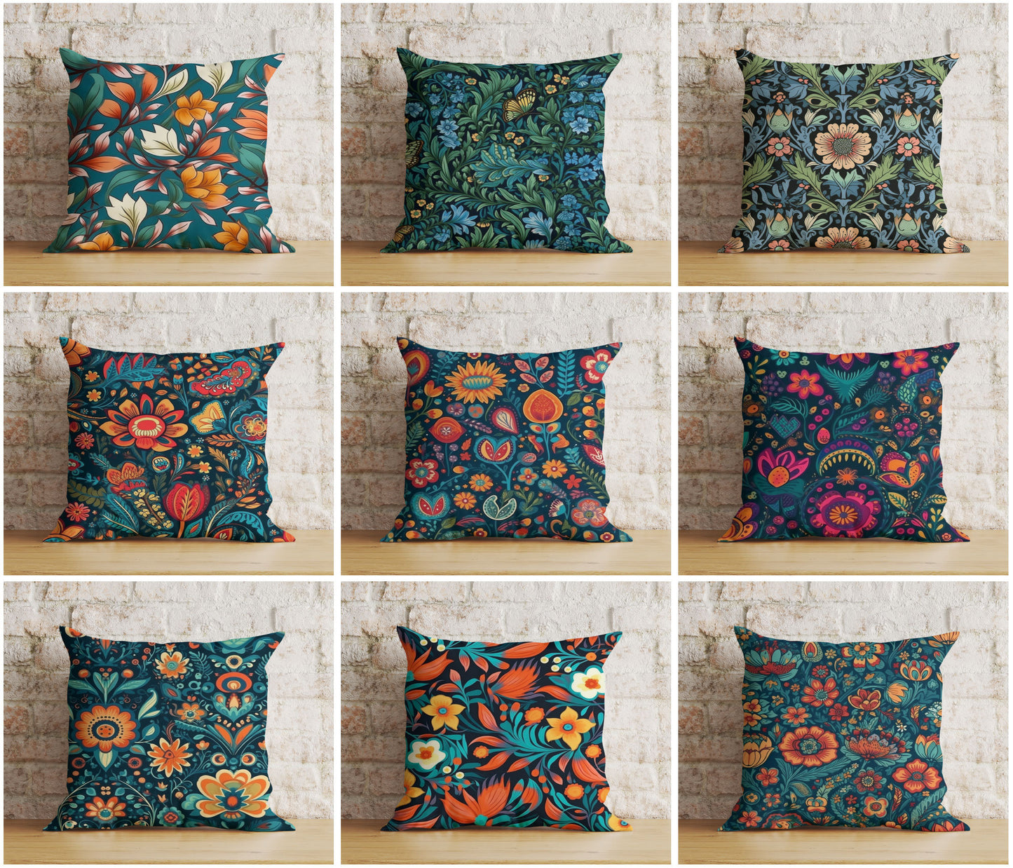 Colourful Floral Cushion Cover Bohemian Decor Pillow Cover for Sofa