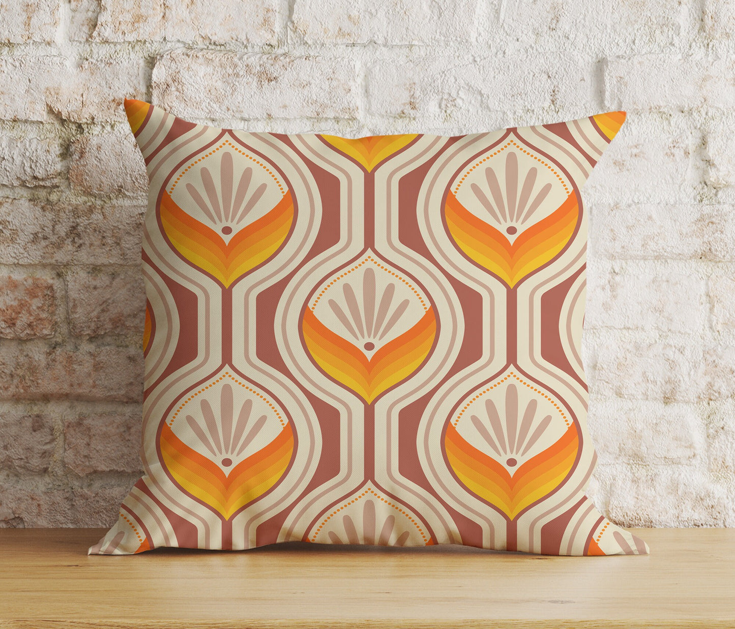 Colourful Mid-Century Modern Cushion Covers Linear Stem Retro