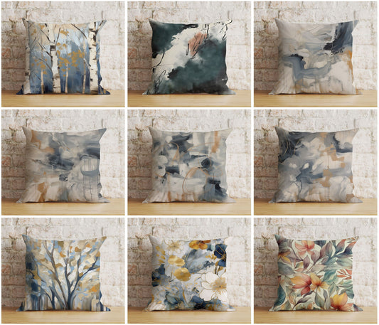 Floral Abstract Art Elegant Watercolour Cushion Cover