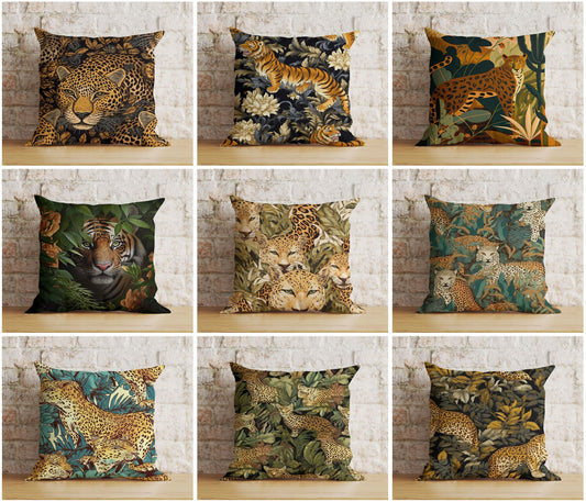 Tiger Lion Wild Animal Jungle Decor Cushion Cover