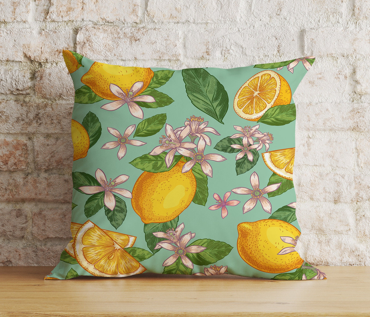 Spring Living Room Citrus Lemon Euro Pillow Sham Cover Any Size Cushion Cover