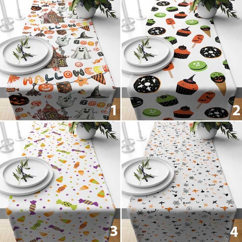 Halloween Candy Table Runner Boo Halloween Tablecloth