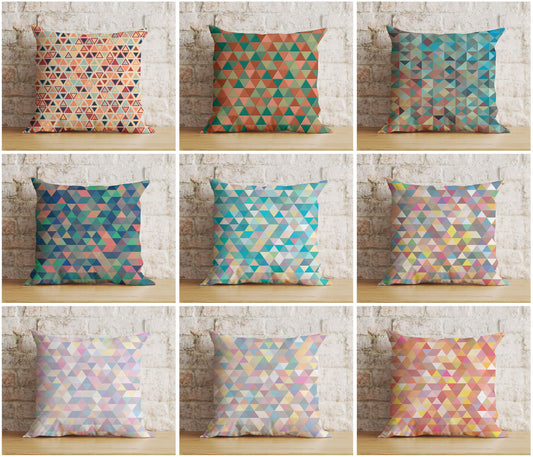 Retro Colorful Triangle Minimalist Home Decor Cushion Cover