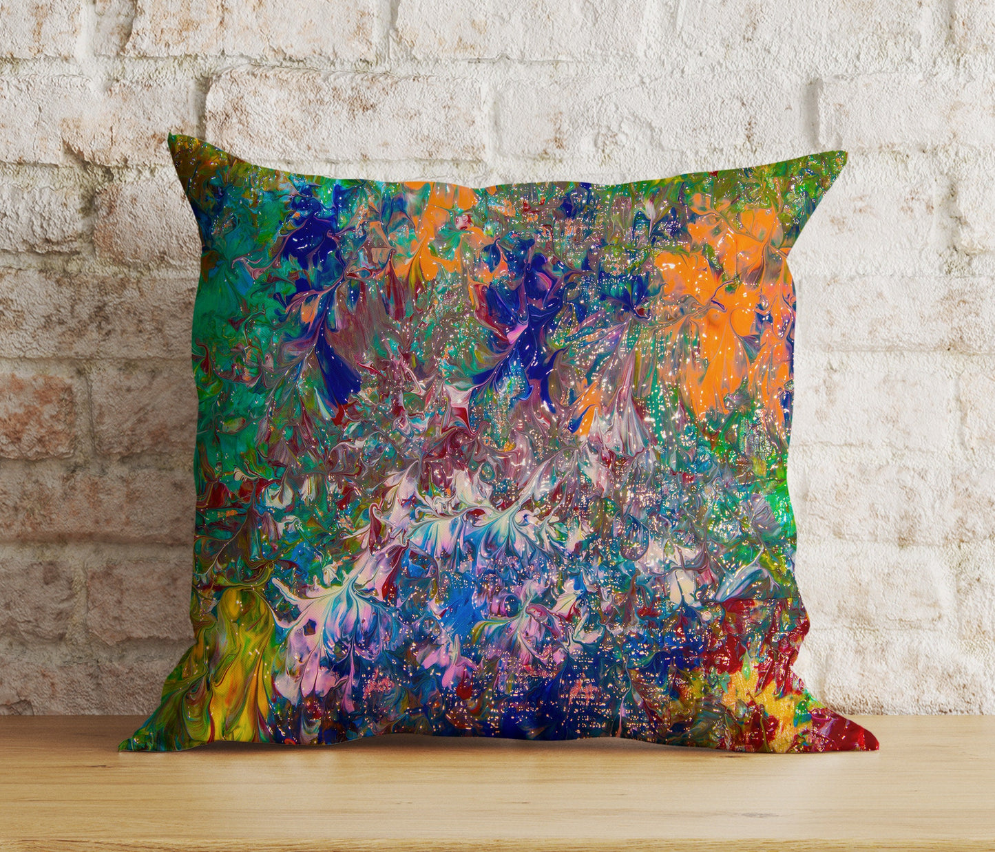 Brush Paint Cushion Cover Farmhouse Pillow Cover Colorful Bedroom Throw Cushion