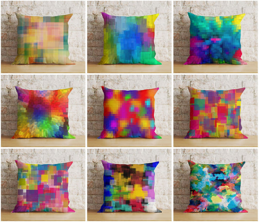 Colorful Pixel Abstract Pillow Cover Bright Living Room Cushion Cover