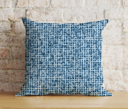 Blue Textured Cushion Cover Navy Blue Semi-Plain Pillow Case