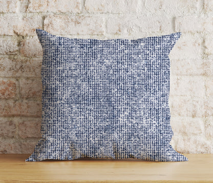 Navy Blue Basket Weave Blue Modern Printed Cushion Cover