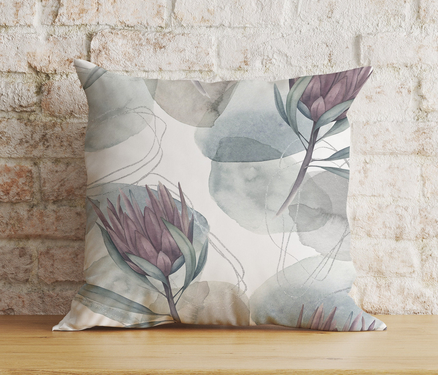 Gray Floral Living Room Flower Decoration Cushion Cover