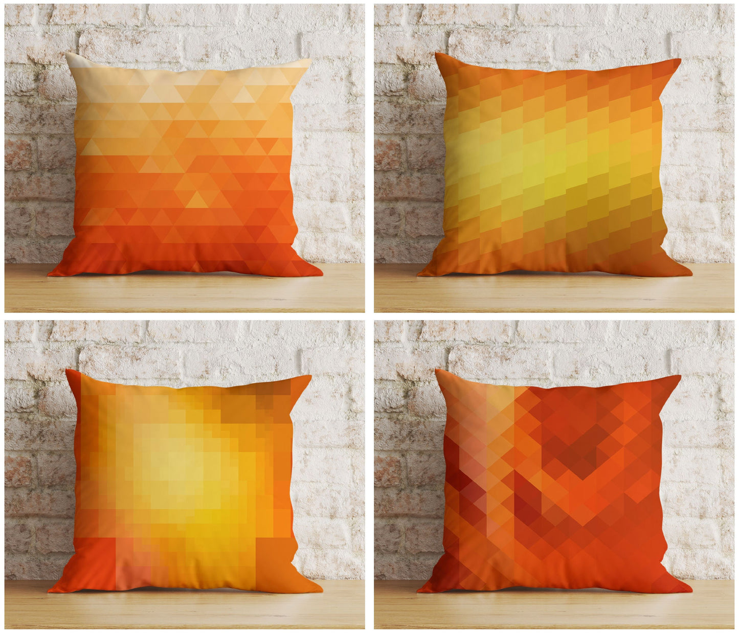 Terracotta Abstract Brick Retro Orange Cushion Cover