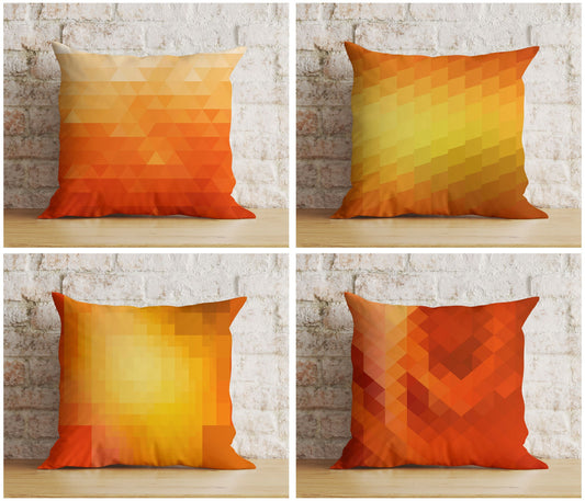 Terracotta Abstract Brick Retro Orange Cushion Cover