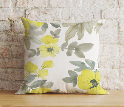 Yellow Abstract Floral Spring Summer Trend Cushion Cover