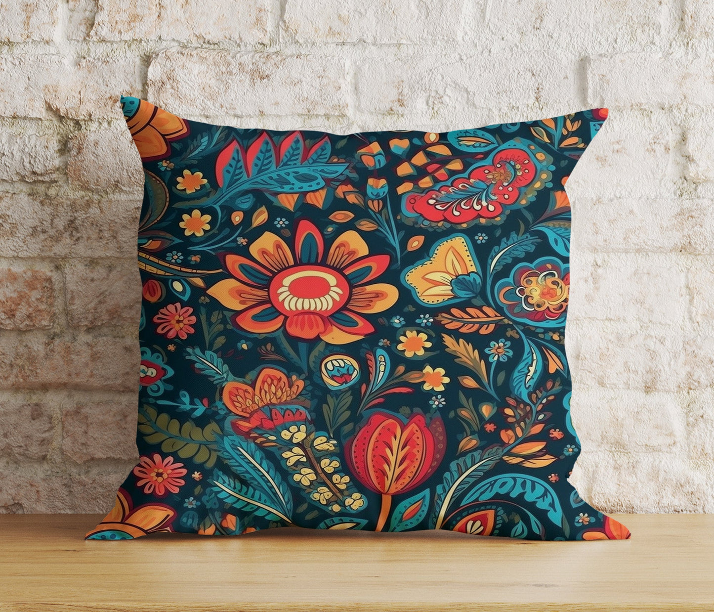 Colourful Floral Cushion Cover Bohemian Decor Pillow Cover for Sofa