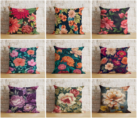 Elegant Colorful Floral Vintage Flower Print Cushion Covers