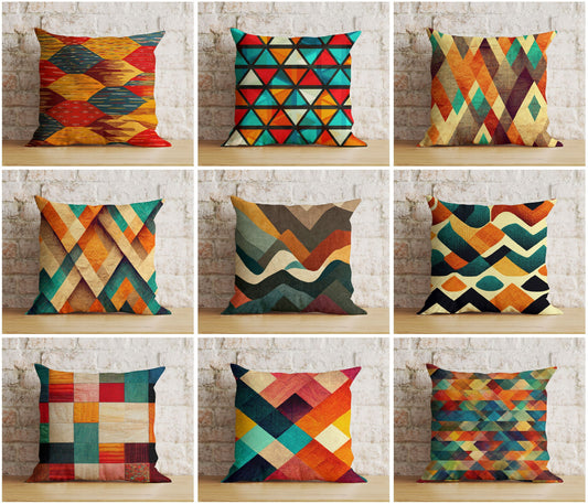 Geometric Colourful Rustic Tribal Design Cushion Covers