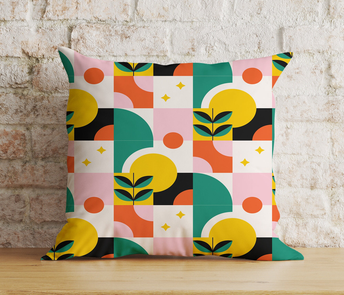 Colourful Mid-Century Modern Cushion Covers Linear Stem Retro