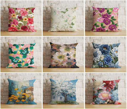 Vibrant Floral Botanical Nature's Beauty Cushion Cover