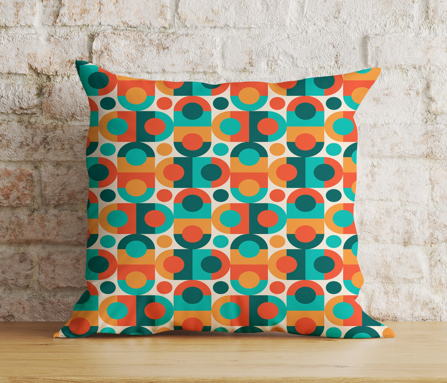 Retro-Inspired Abstract Geometric Vibrant Cushion Covers