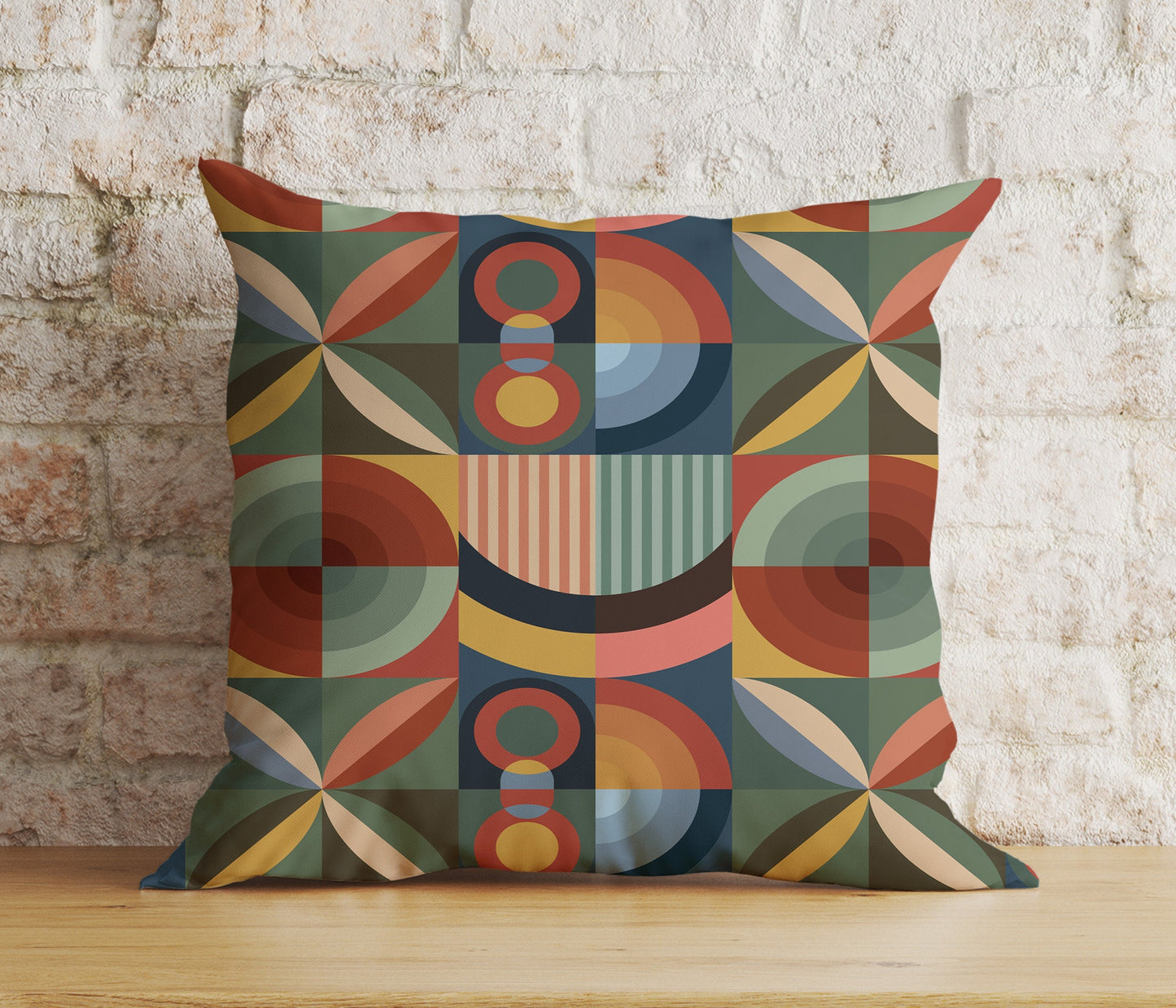 Retro-Inspired Abstract Geometric Vibrant Cushion Covers