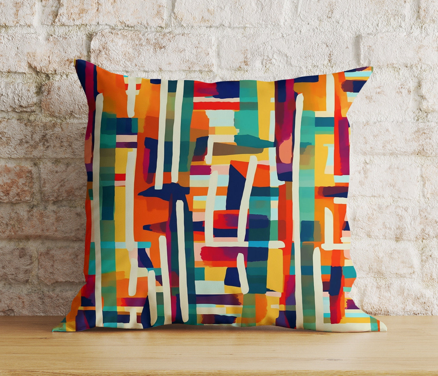 Retro-Inspired Abstract Geometric Vibrant Cushion Covers