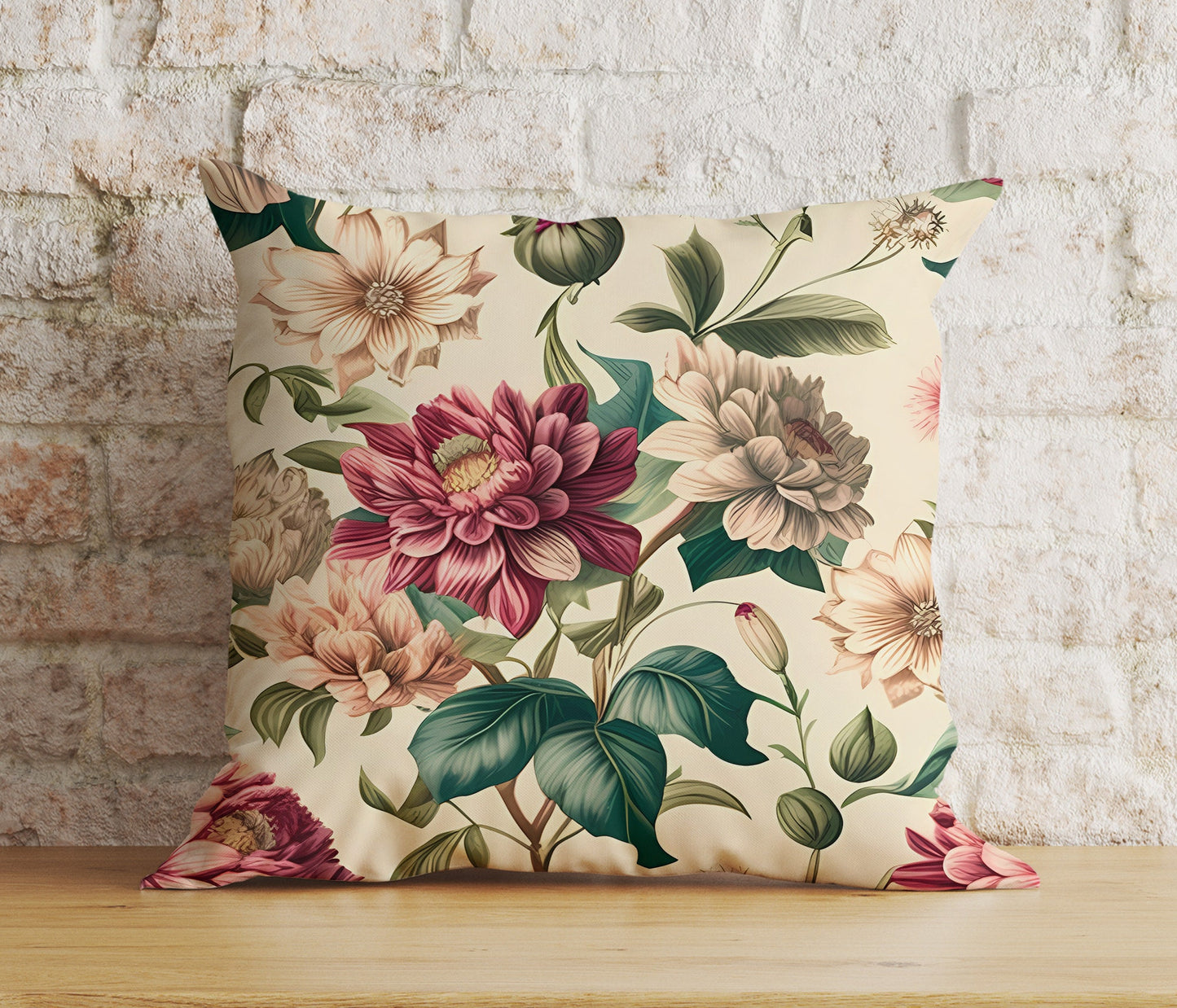 Floral Colourful Vintage Floral Rose Cushion Cover