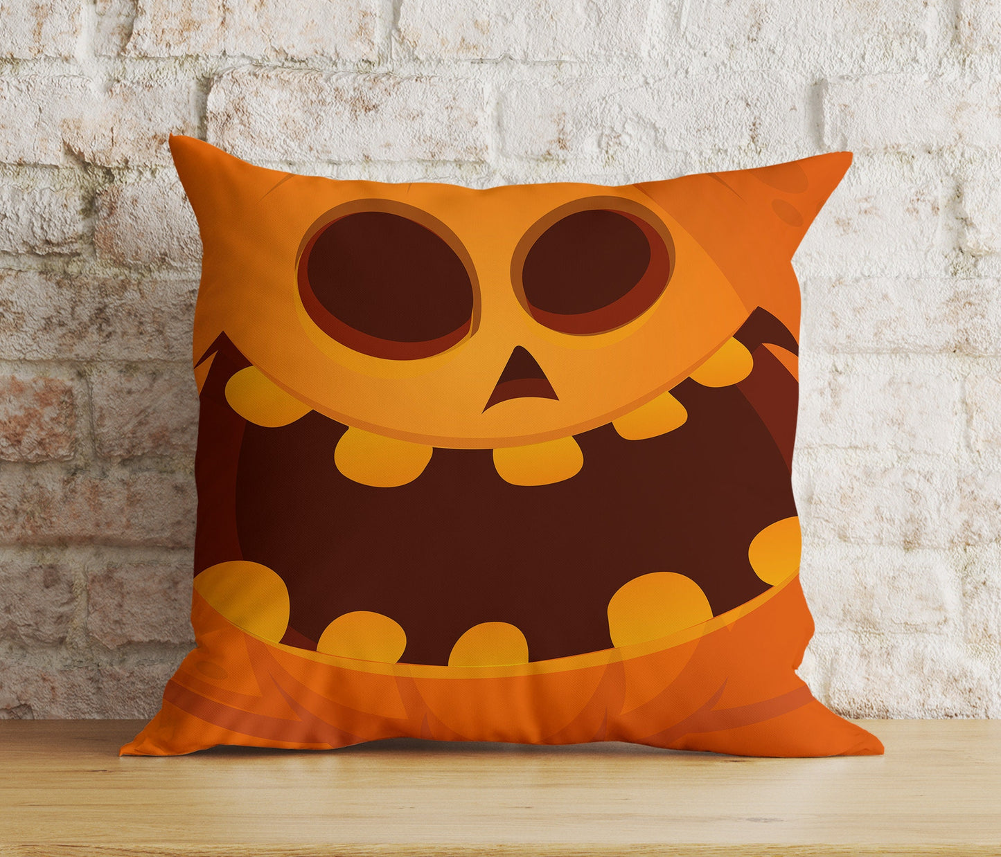 Orange Pumpkin Trick or Treat Spooky Halloween Cushion Cover