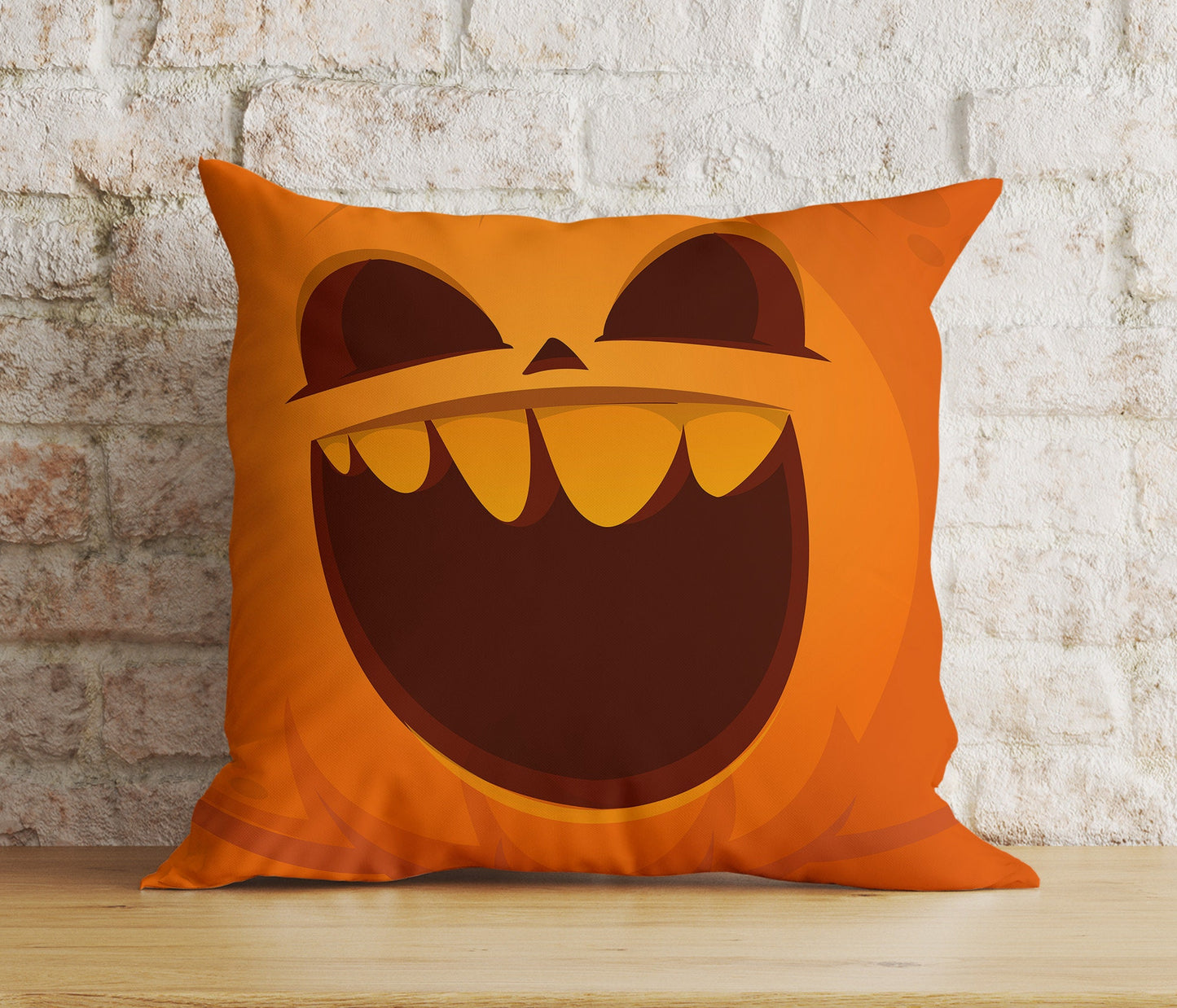 Orange Pumpkin Trick or Treat Spooky Halloween Cushion Cover