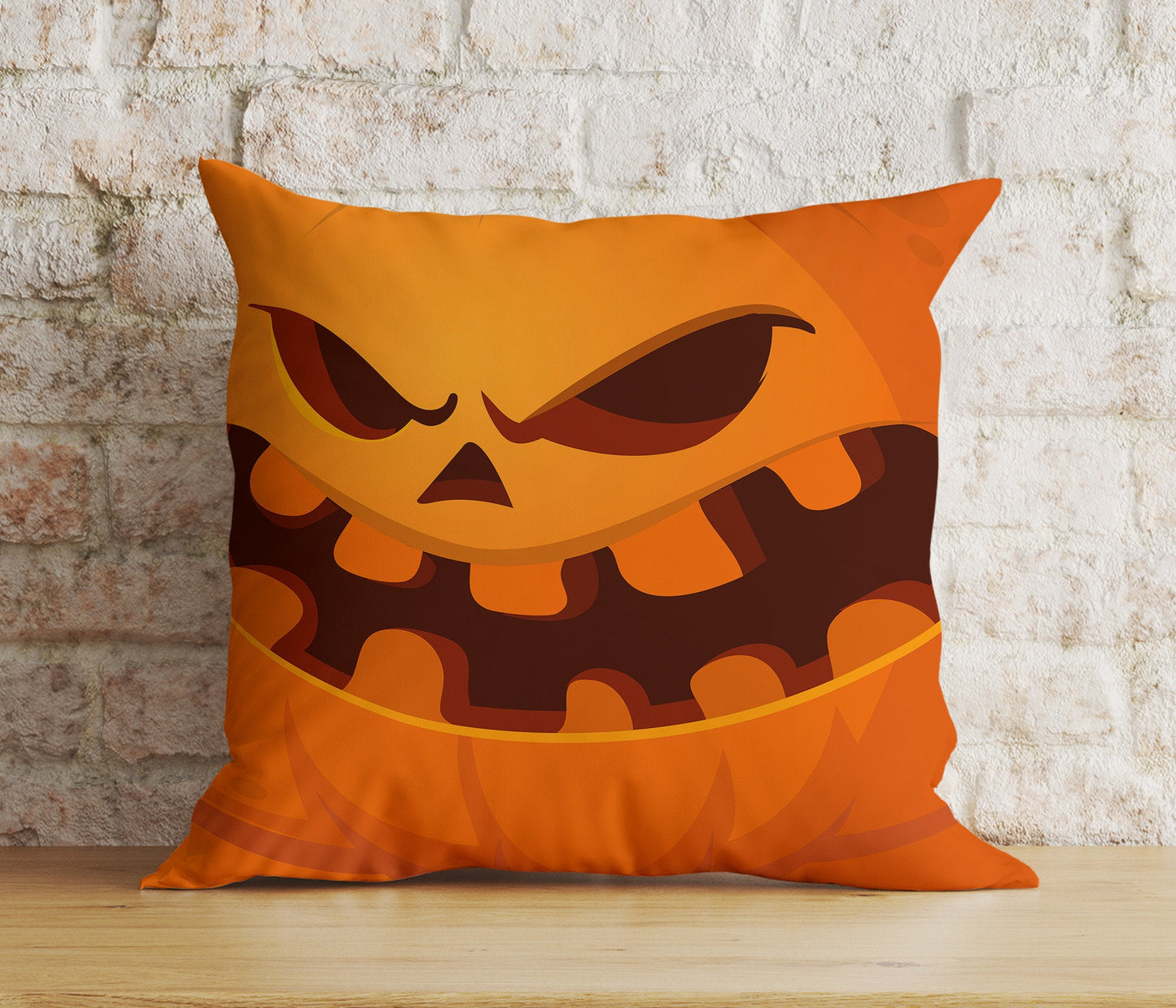 Orange Pumpkin Trick or Treat Spooky Halloween Cushion Cover