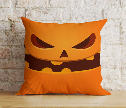 Orange Pumpkin Trick or Treat Spooky Halloween Cushion Cover